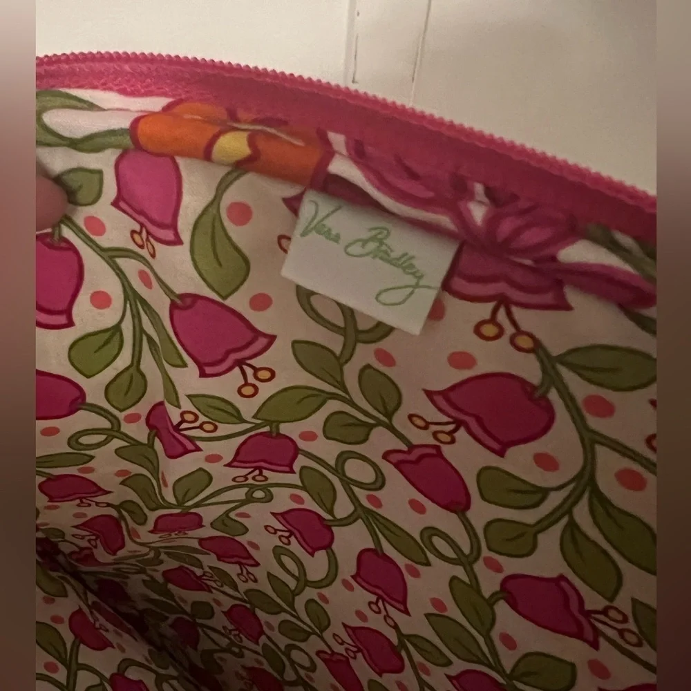 Vera Bradley Pink and Green Floral Quilted Pouch